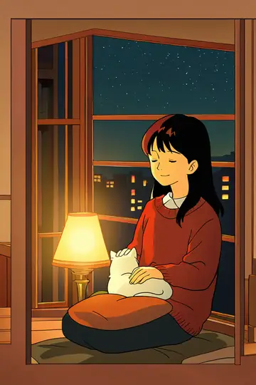 Girl With Cat Lamplight lofi wallpaper girl with cat lamplight 2112631751
