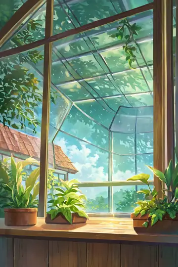 Greenhouse Morning lofi wallpaper greenhouse morning 0544906423