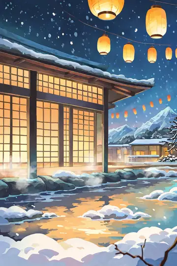 Onsen Winter lofi wallpaper onsen winter 0010198156