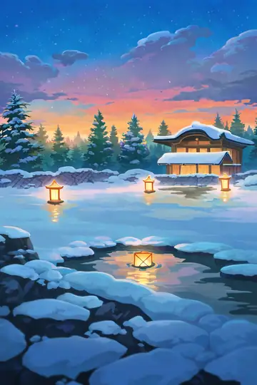 Onsen Winter lofi wallpaper onsen winter 1031307159