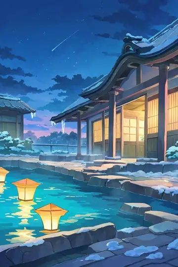 Onsen Winter lofi wallpaper onsen winter 1043748098