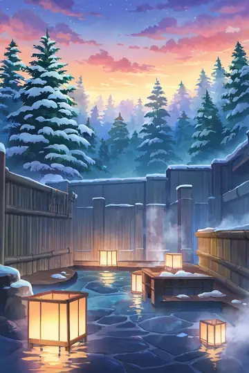Onsen Winter lofi wallpaper onsen winter 1691598573