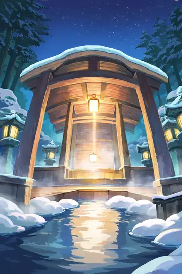 Onsen Winter lofi wallpaper onsen winter 1703827582