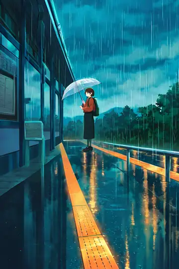 Rainy Bus Stop lofi wallpaper rainy bus stop 0274688636
