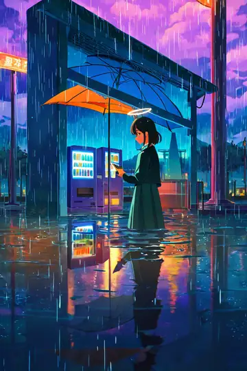 Rainy Bus Stop lofi wallpaper rainy bus stop 0326007217