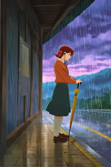 Rainy Bus Stop lofi wallpaper rainy bus stop 0500246962