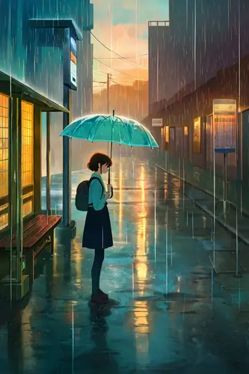 Rainy Bus Stop lofi wallpaper rainy bus stop 0538232108