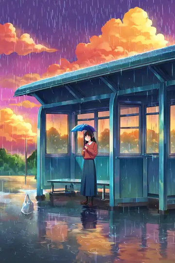 Rainy Bus Stop lofi wallpaper rainy bus stop 0682682675