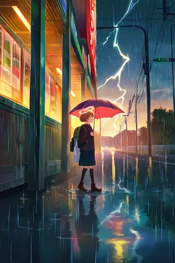 Rainy Bus Stop lofi wallpaper rainy bus stop 0870832063