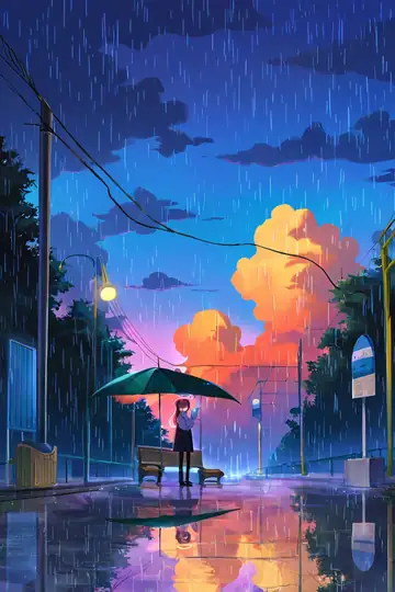 Rainy Bus Stop lofi wallpaper rainy bus stop 0897993186