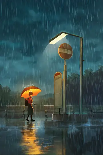 Rainy Bus Stop lofi wallpaper rainy bus stop 1487036791