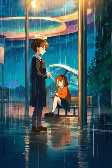 Rainy Bus Stop lofi wallpaper rainy bus stop 1832337717