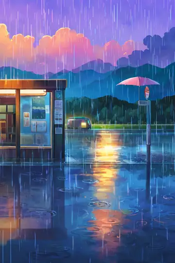 Rainy Bus Stop lofi wallpaper rainy bus stop 1854993555