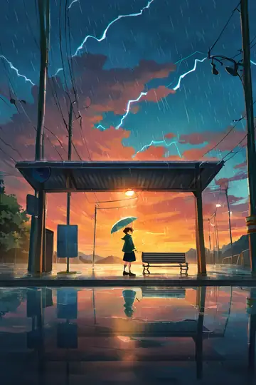 Rainy Bus Stop lofi wallpaper rainy bus stop 1964174468