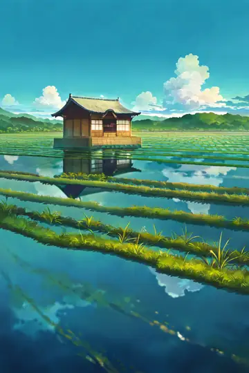 Rice Fields Summer lofi wallpaper rice fields summer 0033707754