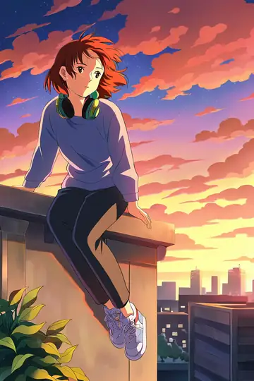 Rooftop Sunset lofi wallpaper rooftop sunset 0486476009