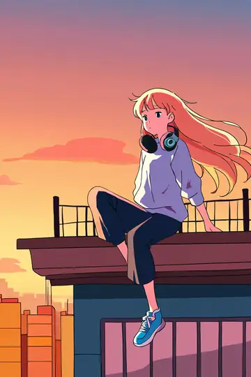 Rooftop Sunset lofi wallpaper rooftop sunset 1073085358