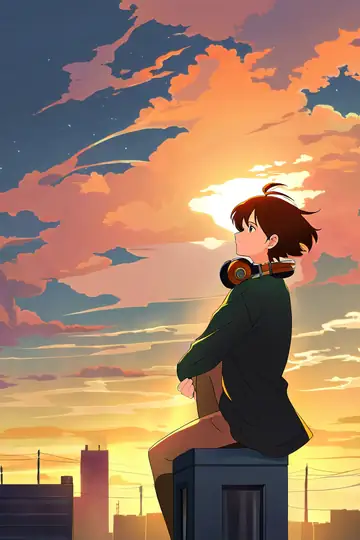 Rooftop Sunset lofi wallpaper rooftop sunset 1281009624