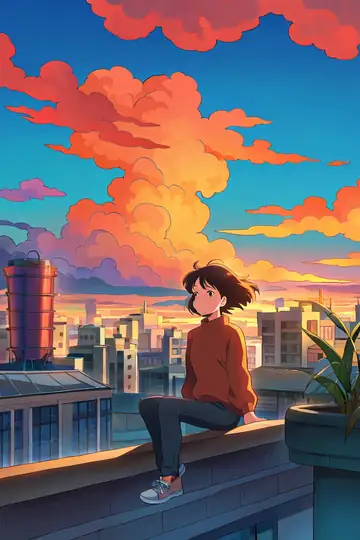 Rooftop Sunset lofi wallpaper rooftop sunset 1551477566
