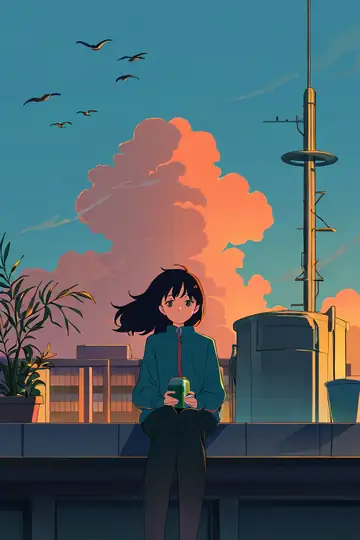 Rooftop Sunset lofi wallpaper rooftop sunset 1840820405