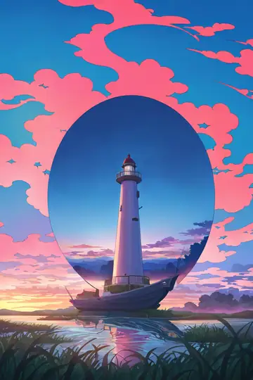 Seaside Lighthouse lofi wallpaper seaside lighthouse 0425988427