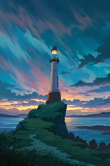 Seaside Lighthouse lofi wallpaper seaside lighthouse 1966333269