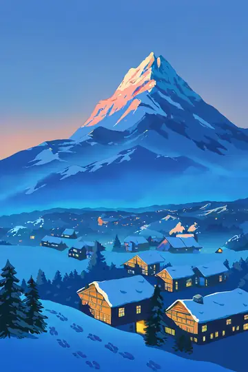 Snowy Mountain Village lofi wallpaper snowy mountain village 0219814032