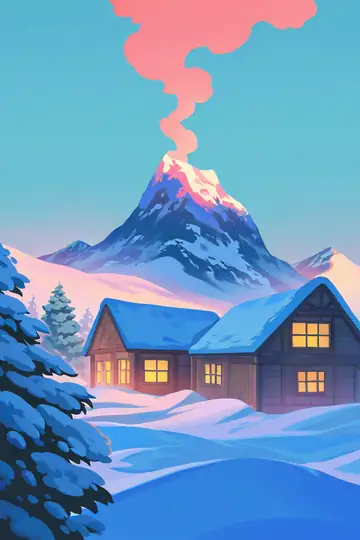 Snowy Mountain Village lofi wallpaper snowy mountain village 0470156674