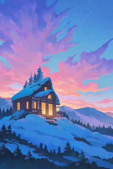 Snowy Mountain Village lofi wallpaper snowy mountain village 1061439277