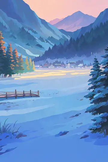 Snowy Mountain Village lofi wallpaper snowy mountain village 1443519846