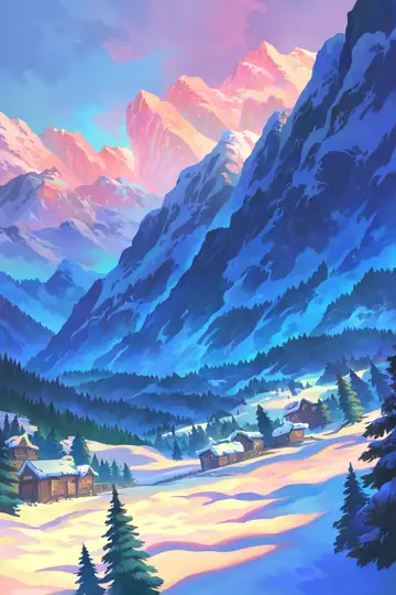 Snowy Mountain Village lofi wallpaper snowy mountain village 1512211910