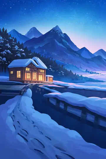 Snowy Mountain Village lofi wallpaper snowy mountain village 1972244560