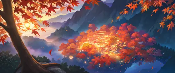 Autumn Maple Village lofi wallpaper autumn maple village 1421274411