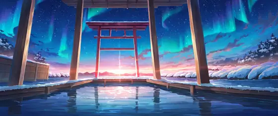 Onsen Winter lofi wallpaper onsen winter 0100385527