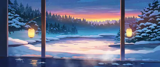 Onsen Winter lofi wallpaper onsen winter 0993027387