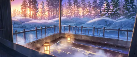 Onsen Winter lofi wallpaper onsen winter 1691598573