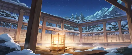 Onsen Winter lofi wallpaper onsen winter 1703827582