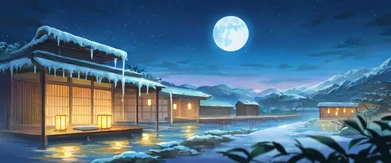 Onsen Winter lofi wallpaper onsen winter 1707424511