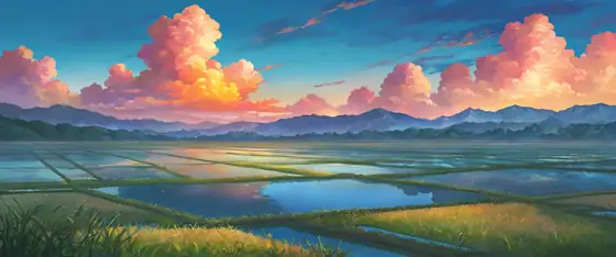 Rice Fields Summer lofi wallpaper rice fields summer 0042010001