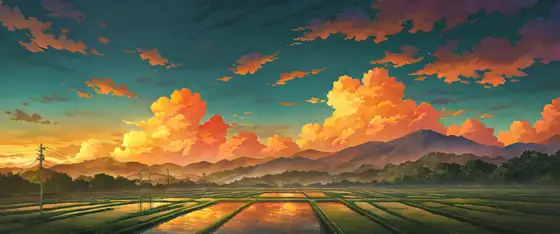 Rice Fields Summer lofi wallpaper rice fields summer 0790493156