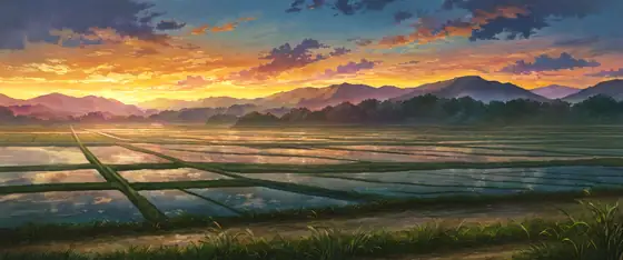 Rice Fields Summer lofi wallpaper rice fields summer 1983573596