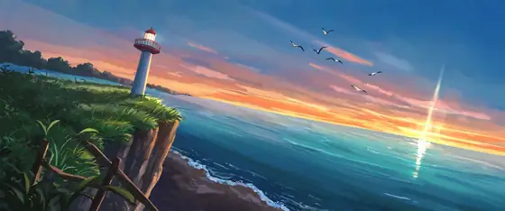 Seaside Lighthouse lofi wallpaper seaside lighthouse 0541080079