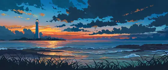 Seaside Lighthouse lofi wallpaper seaside lighthouse 0824373098