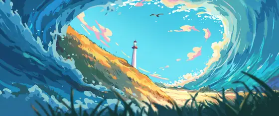 Seaside Lighthouse lofi wallpaper seaside lighthouse 1384132040