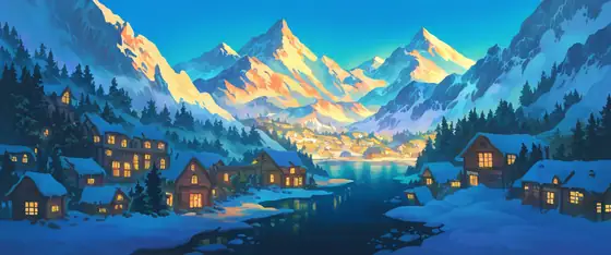 Snowy Mountain Village lofi wallpaper snowy mountain village 0169665154