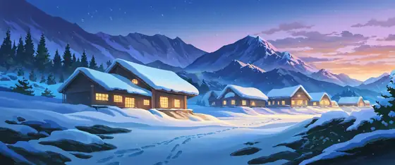 Snowy Mountain Village lofi wallpaper snowy mountain village 0219814032