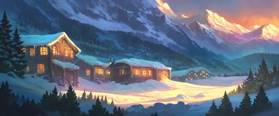 Snowy Mountain Village lofi wallpaper snowy mountain village 0387758858
