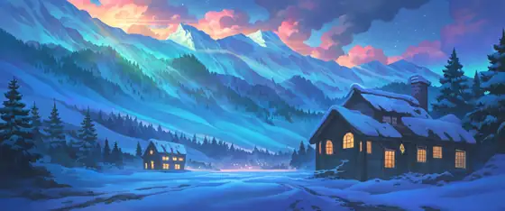 Snowy Mountain Village lofi wallpaper snowy mountain village 0470156674