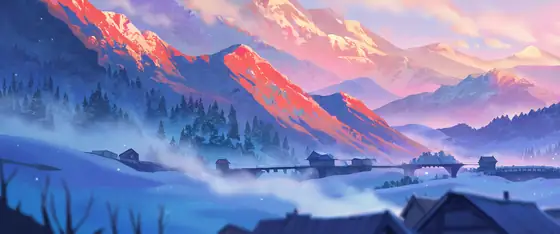 Snowy Mountain Village lofi wallpaper snowy mountain village 0564085784
