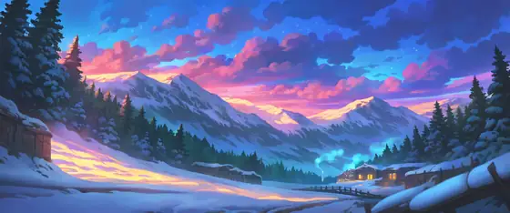 Snowy Mountain Village lofi wallpaper snowy mountain village 1103112093